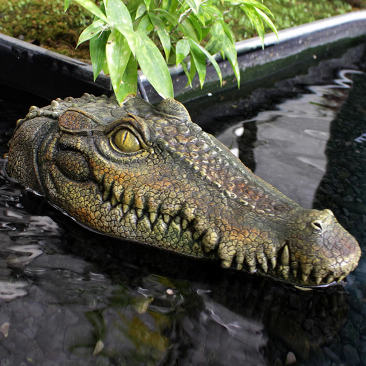 Floating Alligator Head Sculpture - Floral Fawna