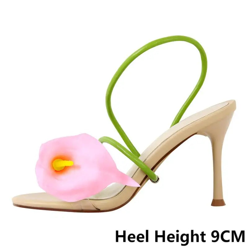 Open Toe Flower Petal Heels
