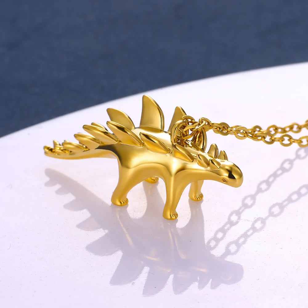 Gold Dinosaur Necklace - Floral Fawna