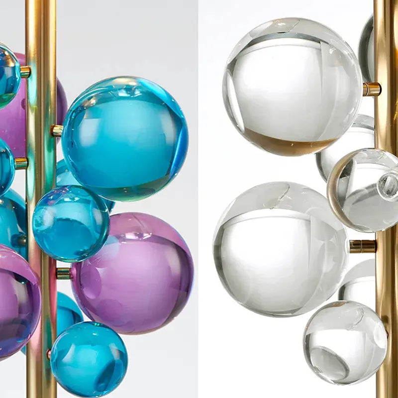 Mushroom & Glass Bubble Bedside Lamp - Floral Fawna