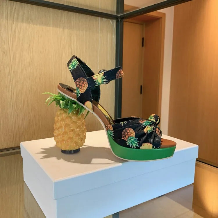 Pineapple Platform Sandals - Floral Fawna