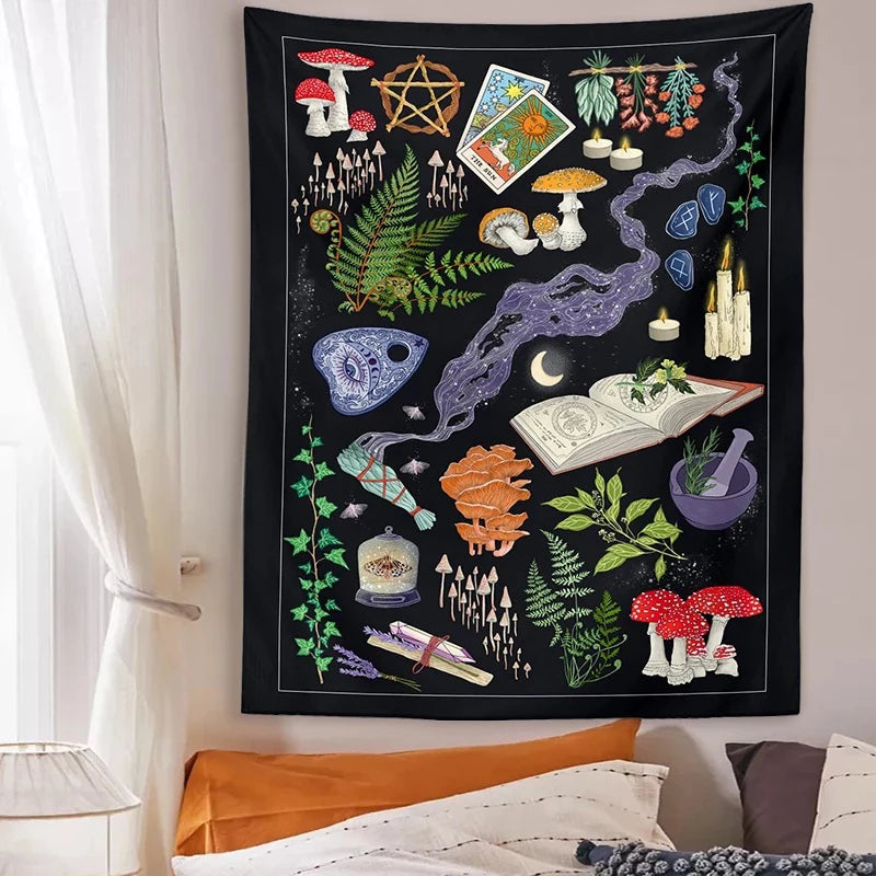 Mushroom Tapestry Wall Hanging - Floral Fawna