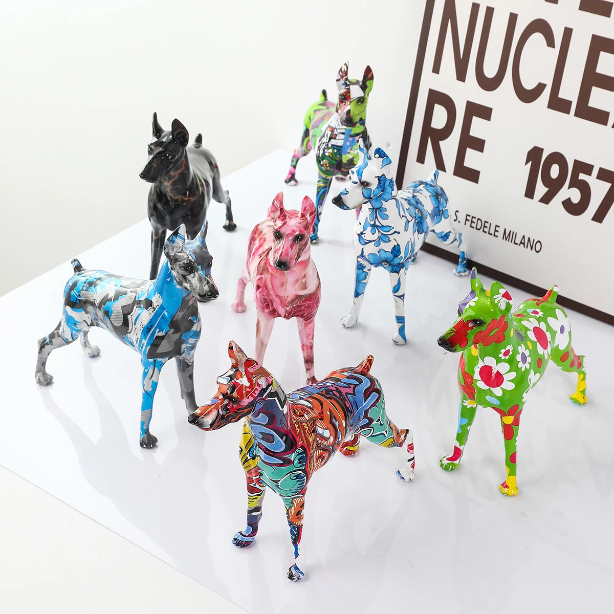 Abstract Dobermann Sculpture - Floral Fawna