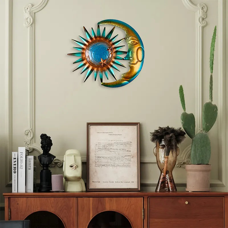 Metal Sun & Moon Wall Decoration - Floral Fawna