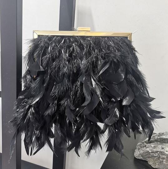 Gatsby Feather & Pearl Evening Bag - Floral Fawna