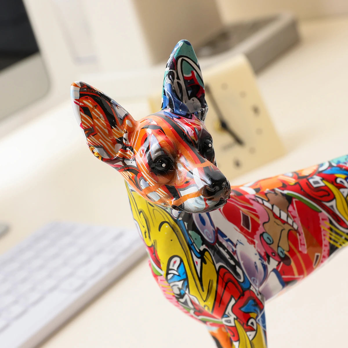 Miniature Pinscher Abstract Sculpture - Floral Fawna