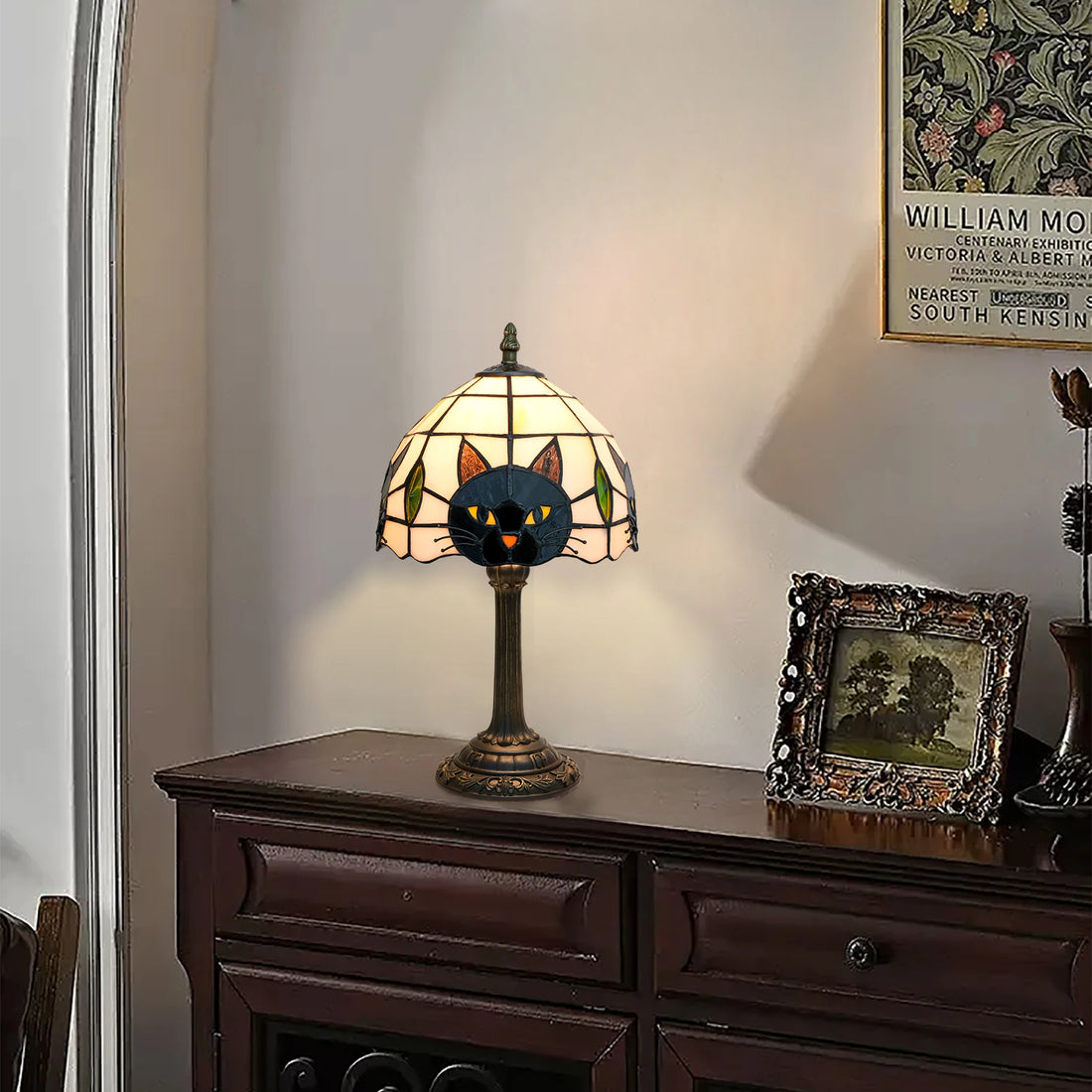 Cat Stained Glass Lamp