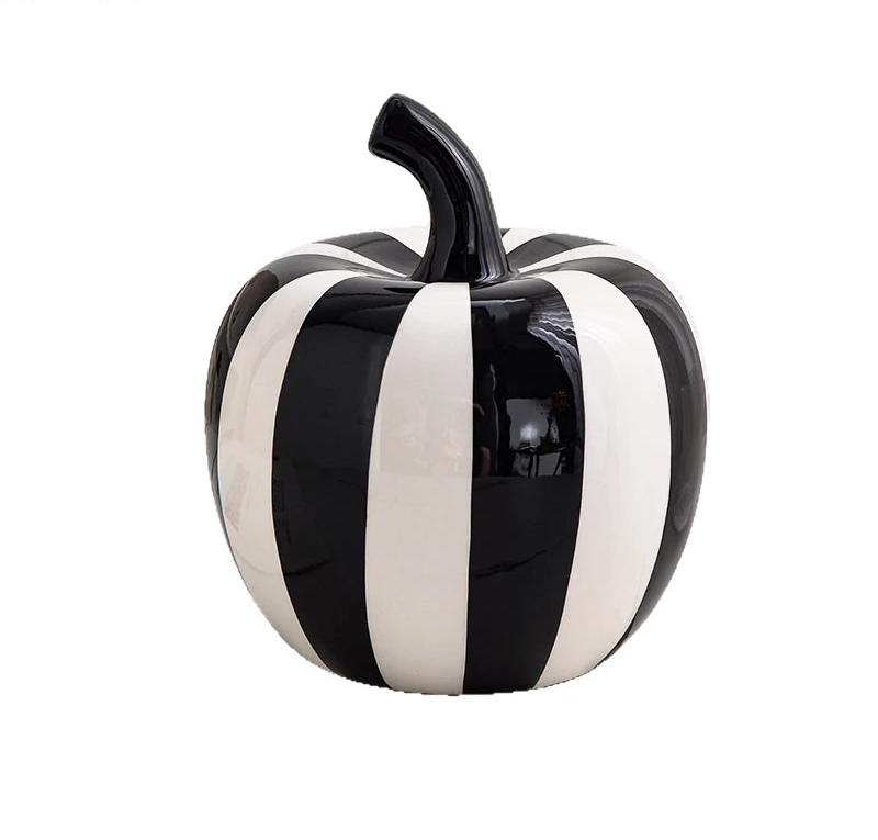 Black and White Striped Fruit Sculpture