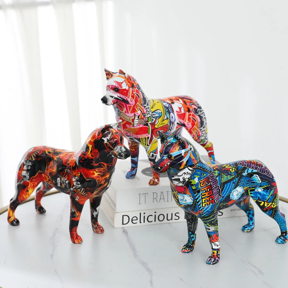 Abstract Husky Sculpture - Floral Fawna