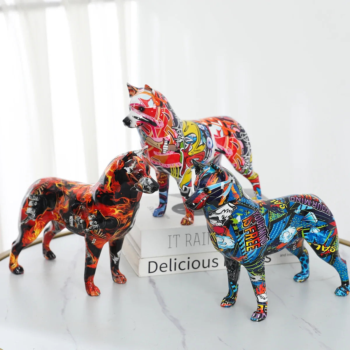 Abstract Husky Sculpture - Floral Fawna