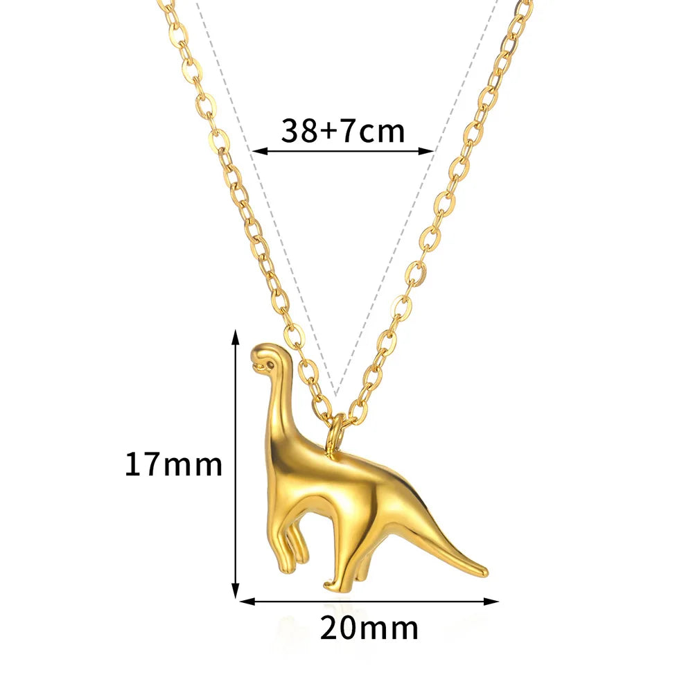 Gold Dinosaur Necklace - Floral Fawna