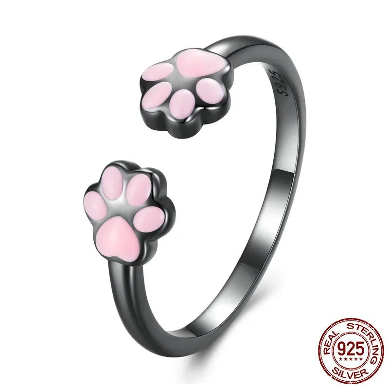 Sterling Silver Cat Paw Ring - Floral Fawna