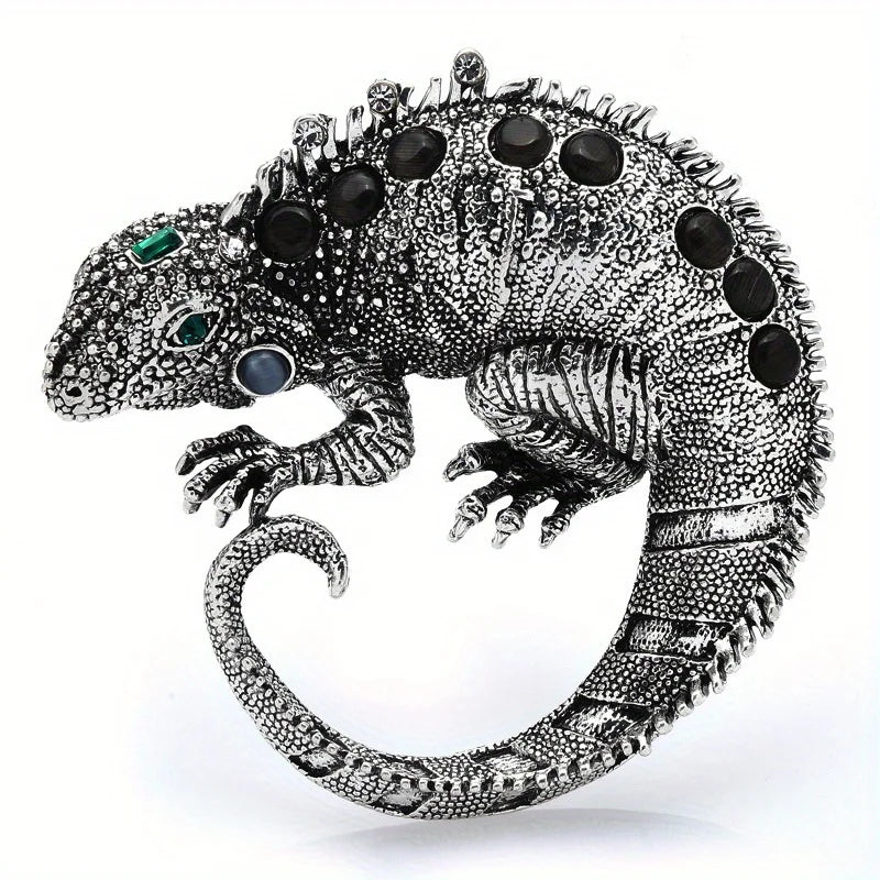 Rhinestone Iguana Brooch - Floral Fawna