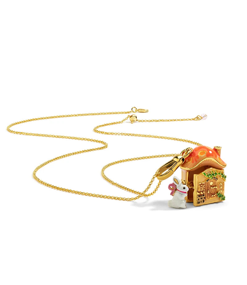 Rabbit & Mushroom House Necklace