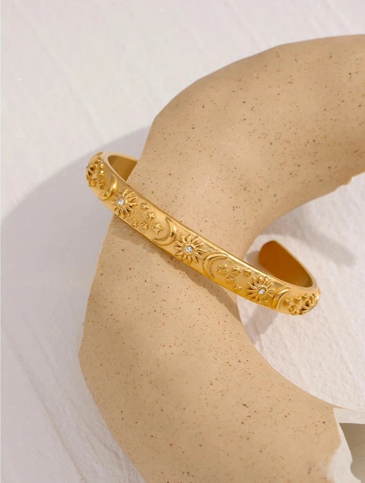 Gold Celestial Cuff Bracelet - Floral Fawna