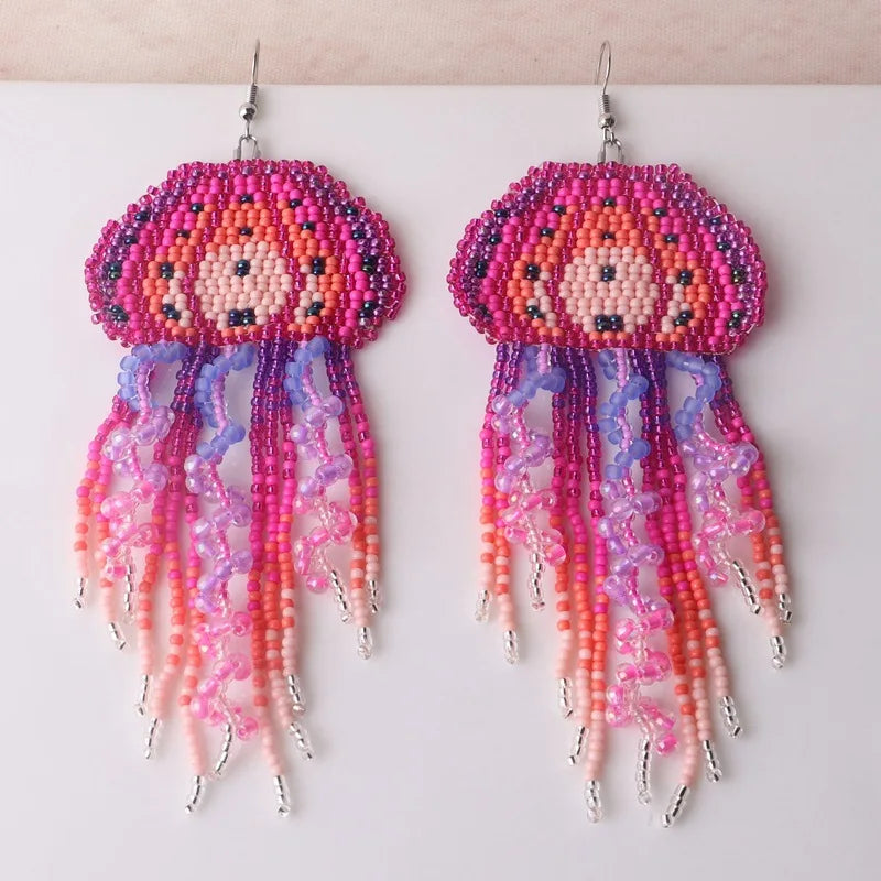 Jellyfish Rice Bead Earrings - Floral Fawna