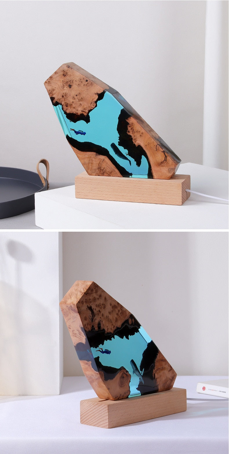 Whale & Scuba Diver Night Light - Floral Fawna