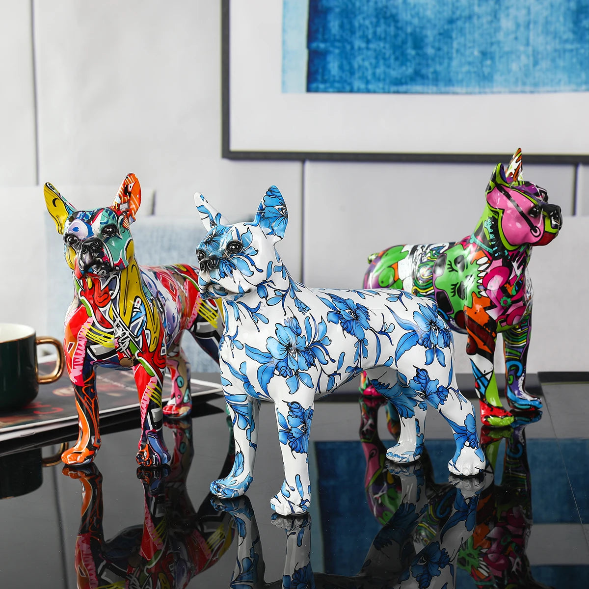 Abstract Boston Terrier Sculpture - Floral Fawna