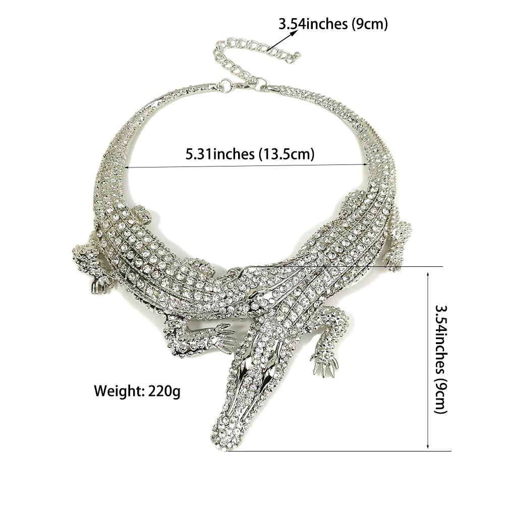Statement Croc Necklace - Floral Fawna