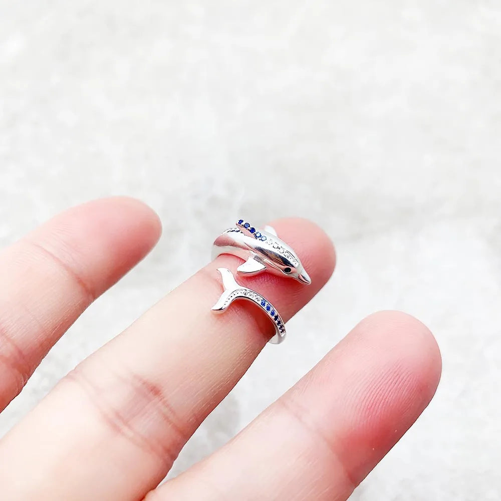Sterling Silver Dolphin Ring - Floral Fawna