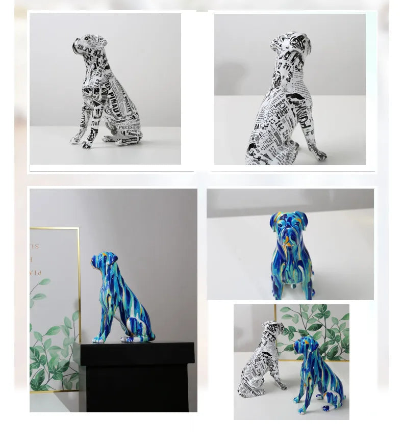 Abstract Boxer Sculpture - Floral Fawna