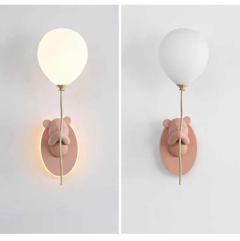 Bear Holding Balloon Wall Light - Floral Fawna