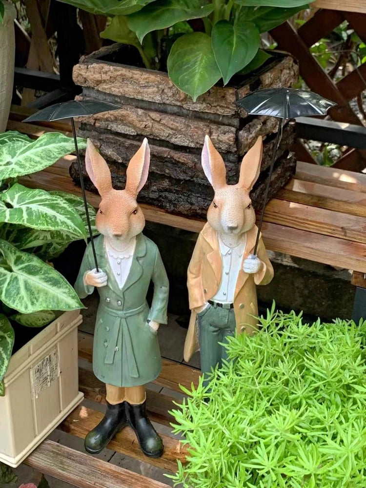 Rabbit Couple Ornament - Floral Fawna
