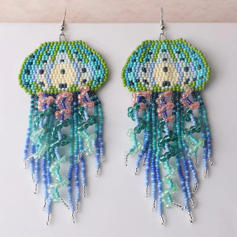 Jellyfish Rice Bead Earrings - Floral Fawna