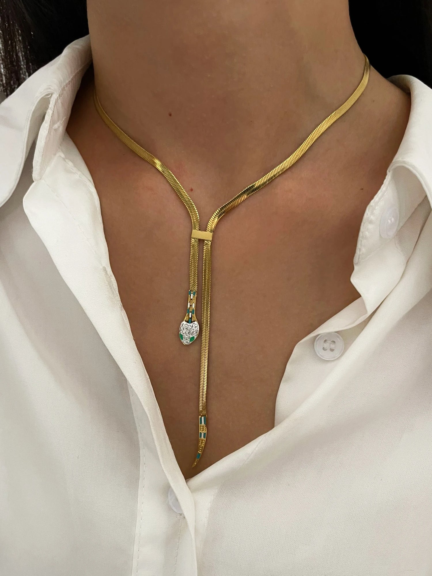 Snake Chain Tassel Necklace - Floral Fawna