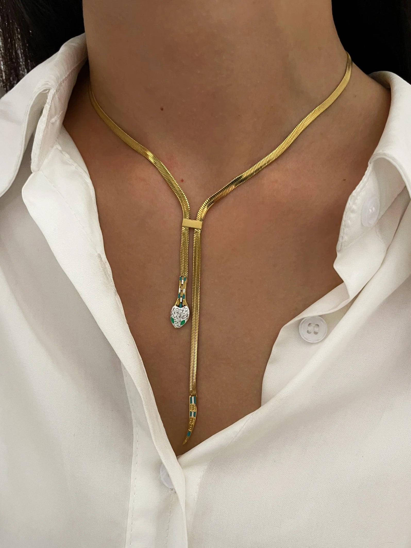 Snake Chain Tassel Necklace - Floral Fawna
