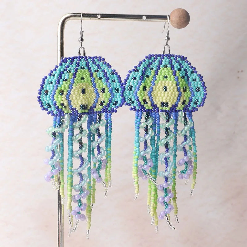 Jellyfish Rice Bead Earrings - Floral Fawna
