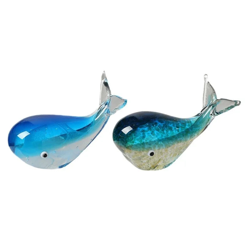 Glass Whale Ornament - Floral Fawna