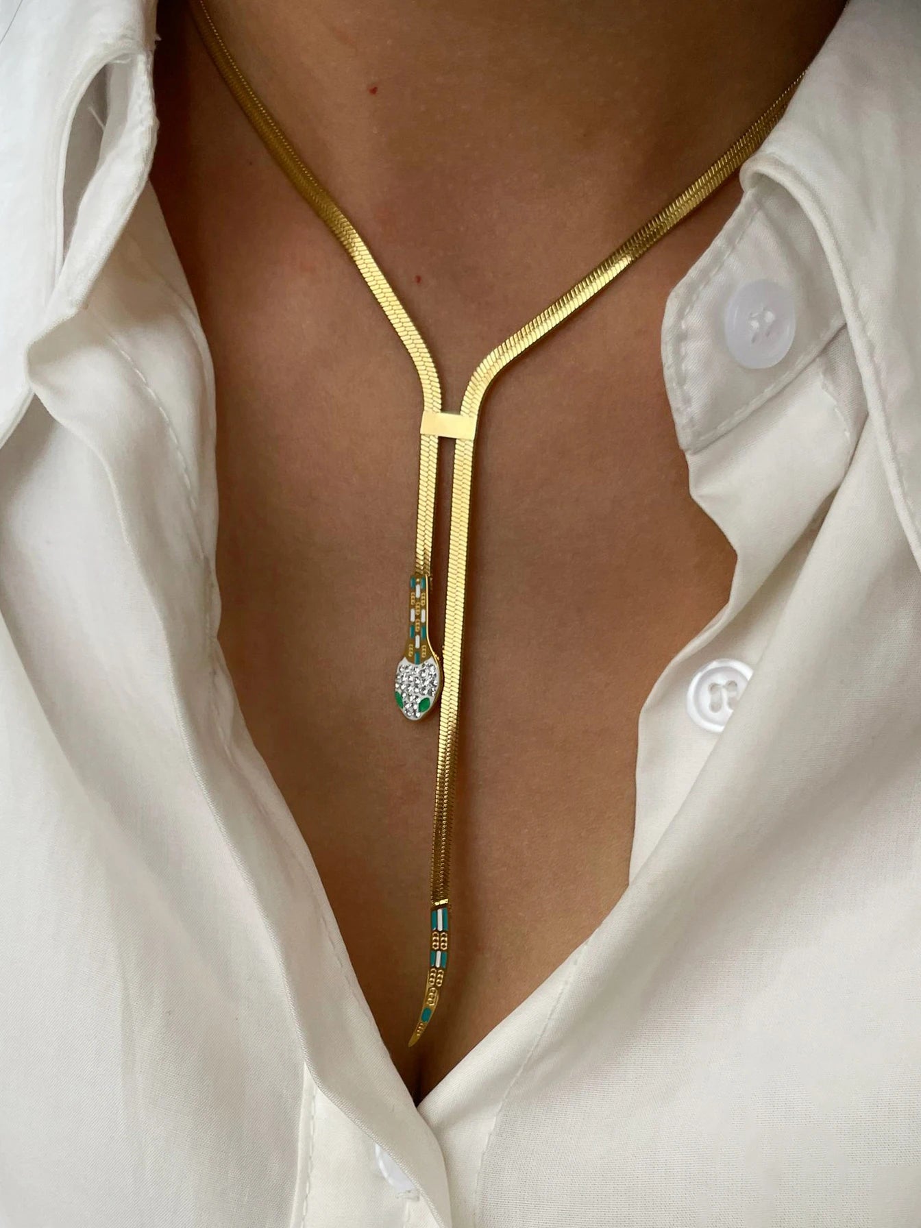 Snake Chain Tassel Necklace - Floral Fawna