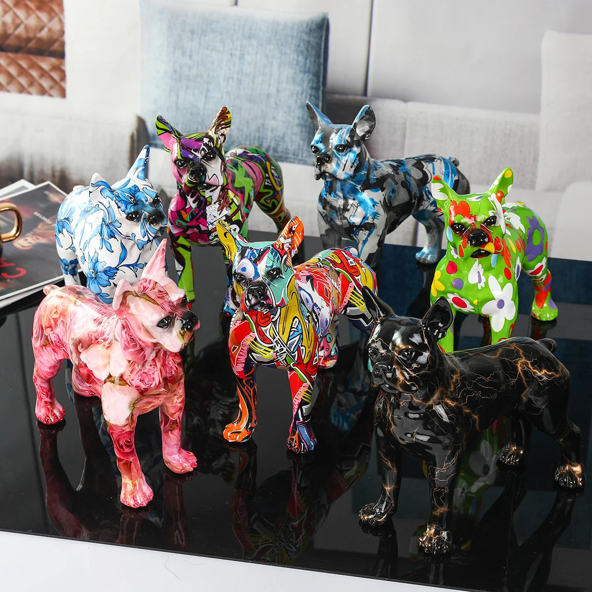 Abstract Boston Terrier Sculpture - Floral Fawna