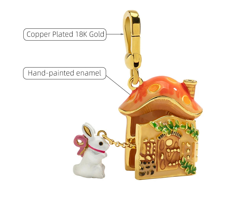Rabbit & Mushroom House Necklace
