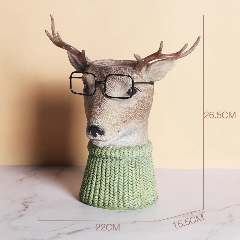 Animal Wearing Glasses Plant Pot - Floral Fawna