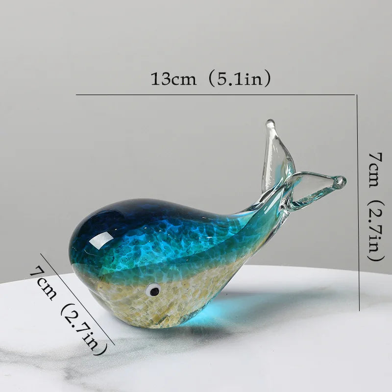 Glass Whale Ornament - Floral Fawna
