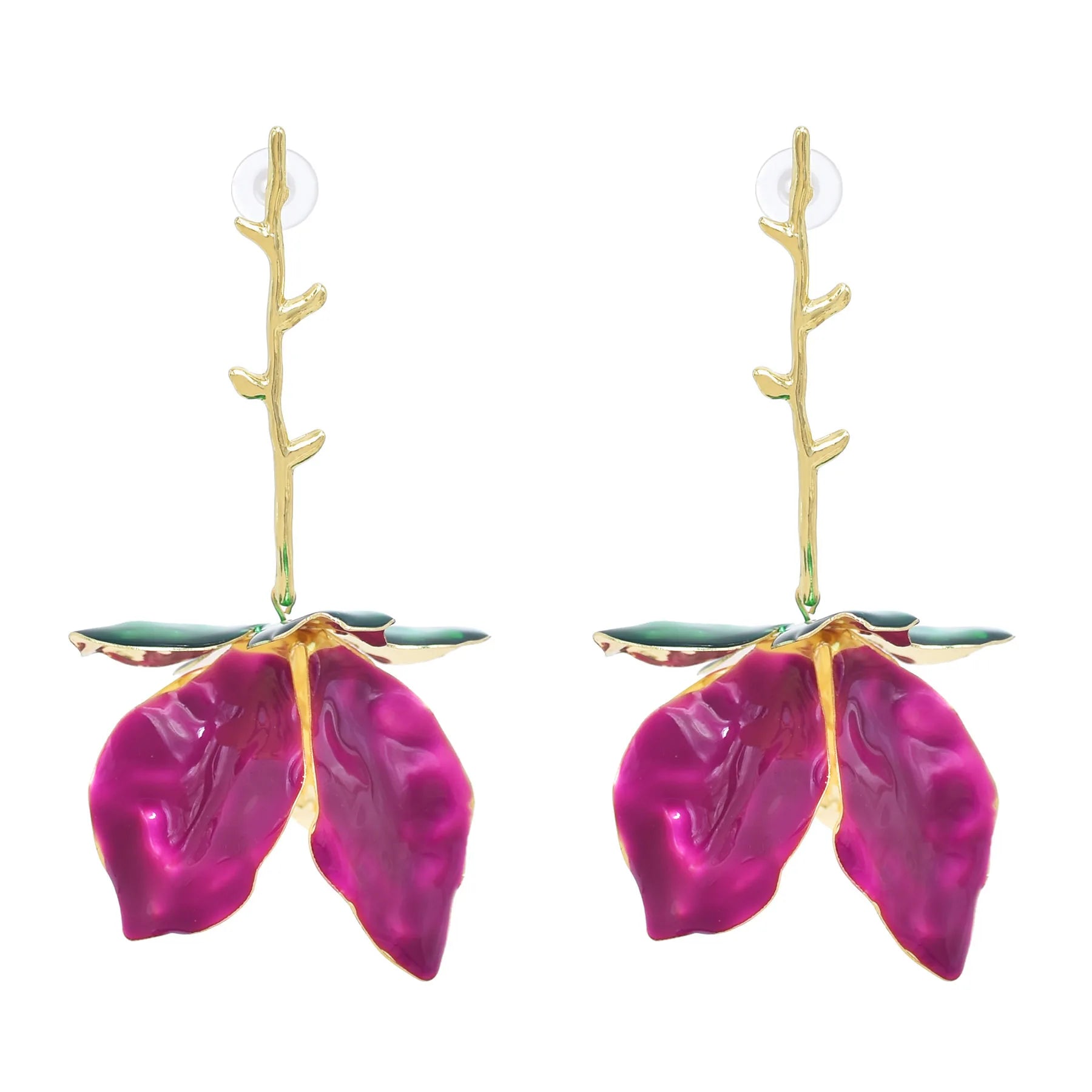 Rose Petal Dangle Earrings - Floral Fawna