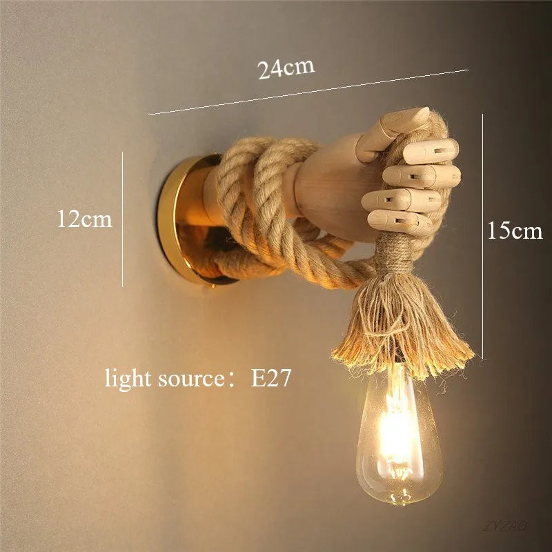 Hand & Rope Wall Lamp - Floral Fawna