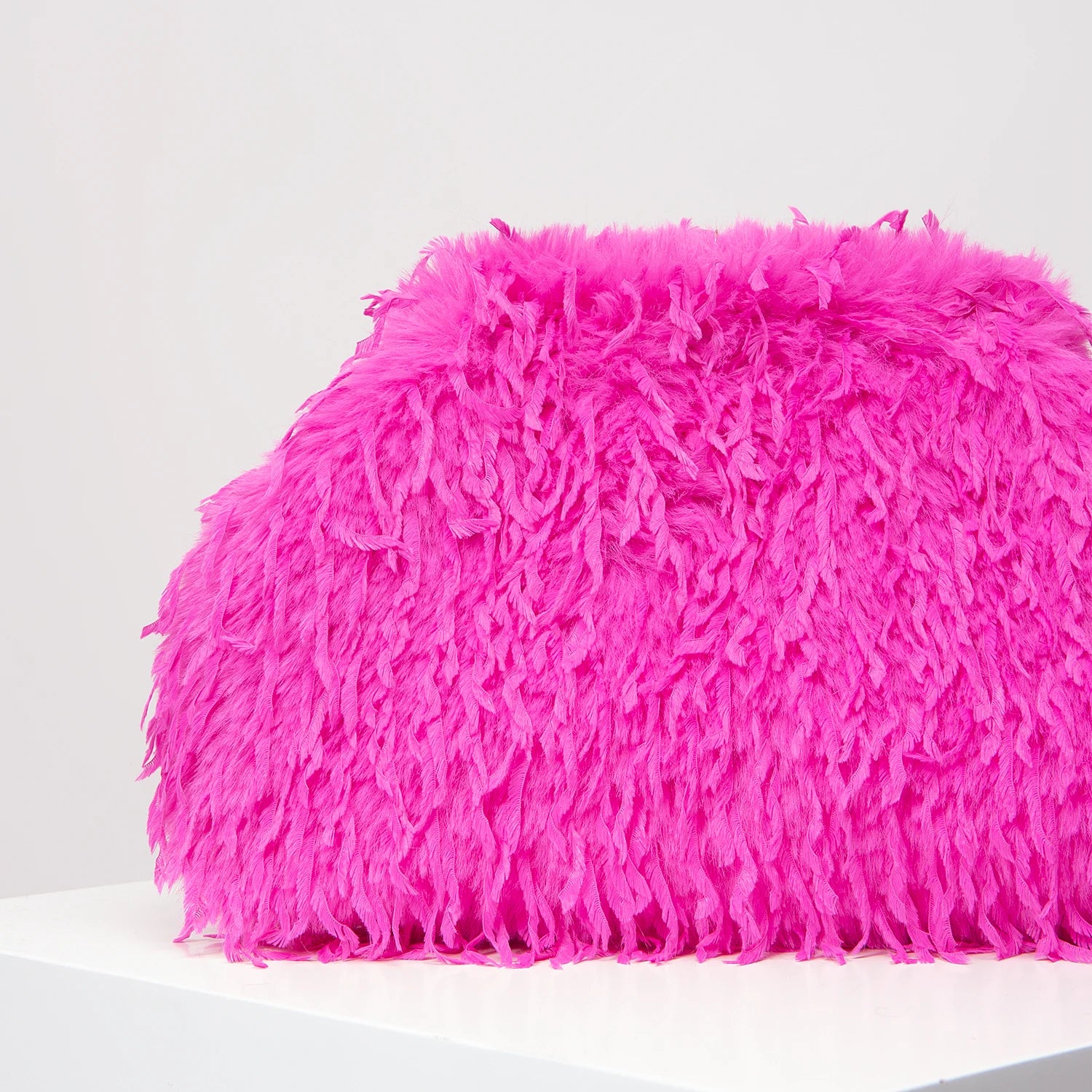 Oversized Faux Feather Clutch Bag