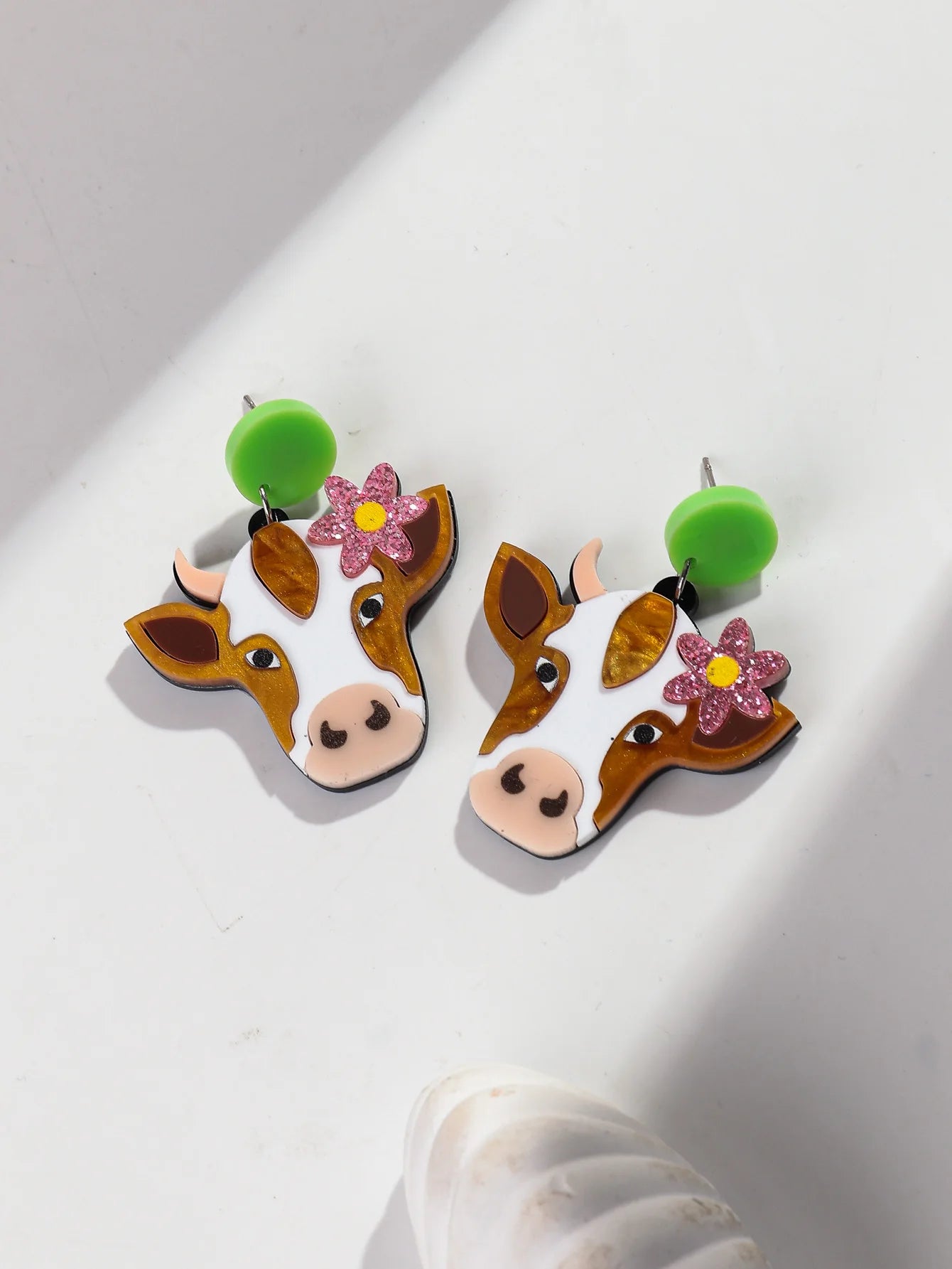 Acrylic Highland Cow Earrings - Floral Fawna