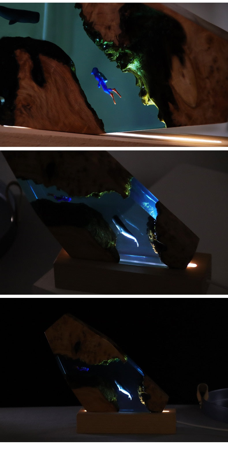 Whale & Scuba Diver Night Light - Floral Fawna