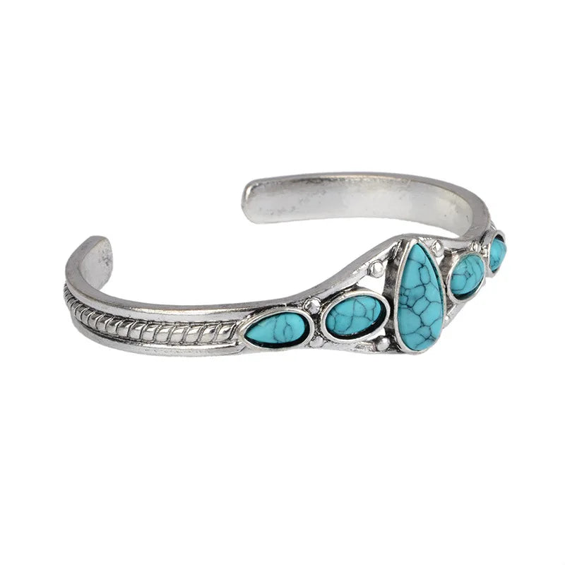 Natural Stone Cuff Bangle - Floral Fawna
