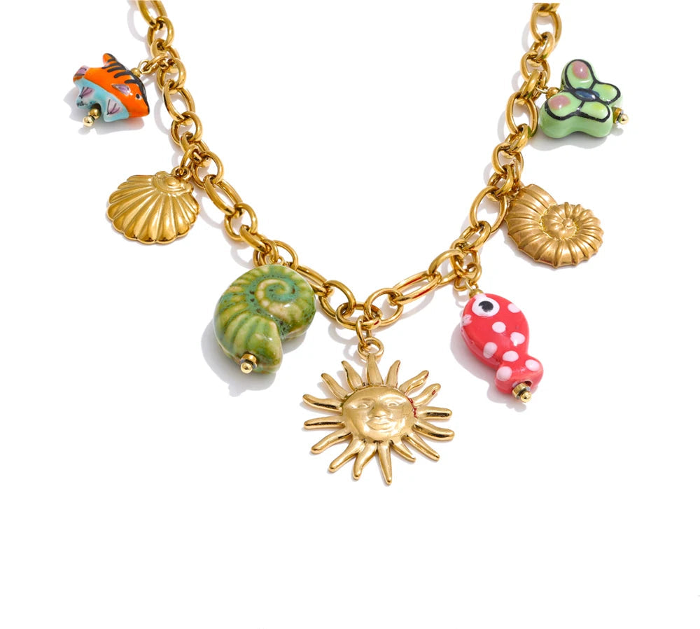 Ocean Pendant Necklace - Floral Fawna