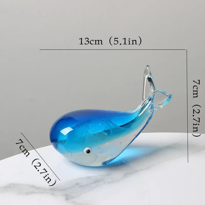 Glass Whale Ornament - Floral Fawna