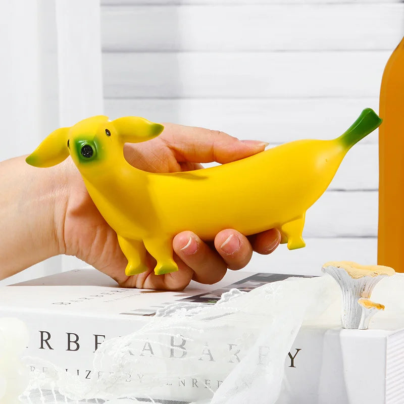 Banana Dog Sculpture - Floral Fawna