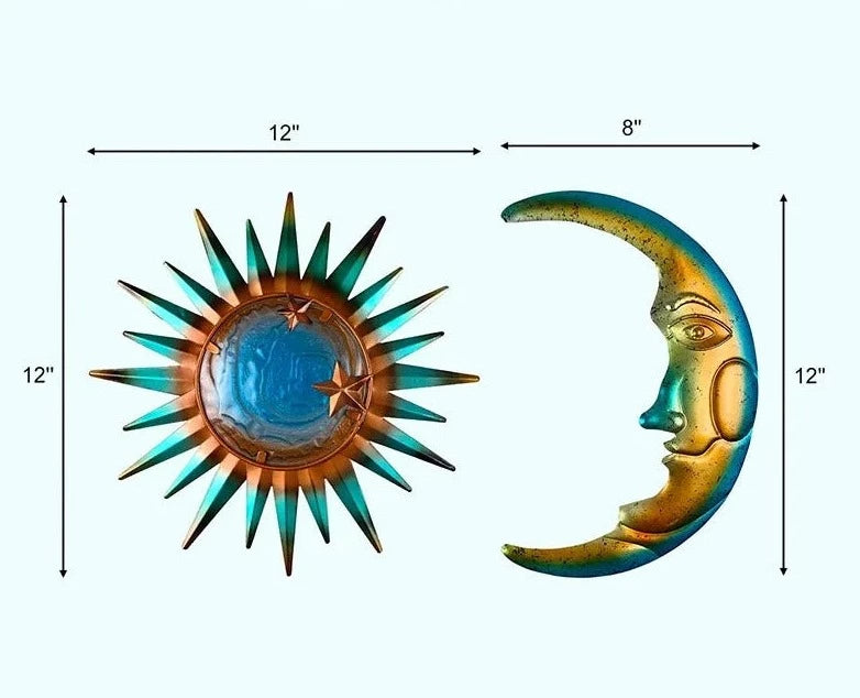 Metal Sun & Moon Wall Decoration - Floral Fawna