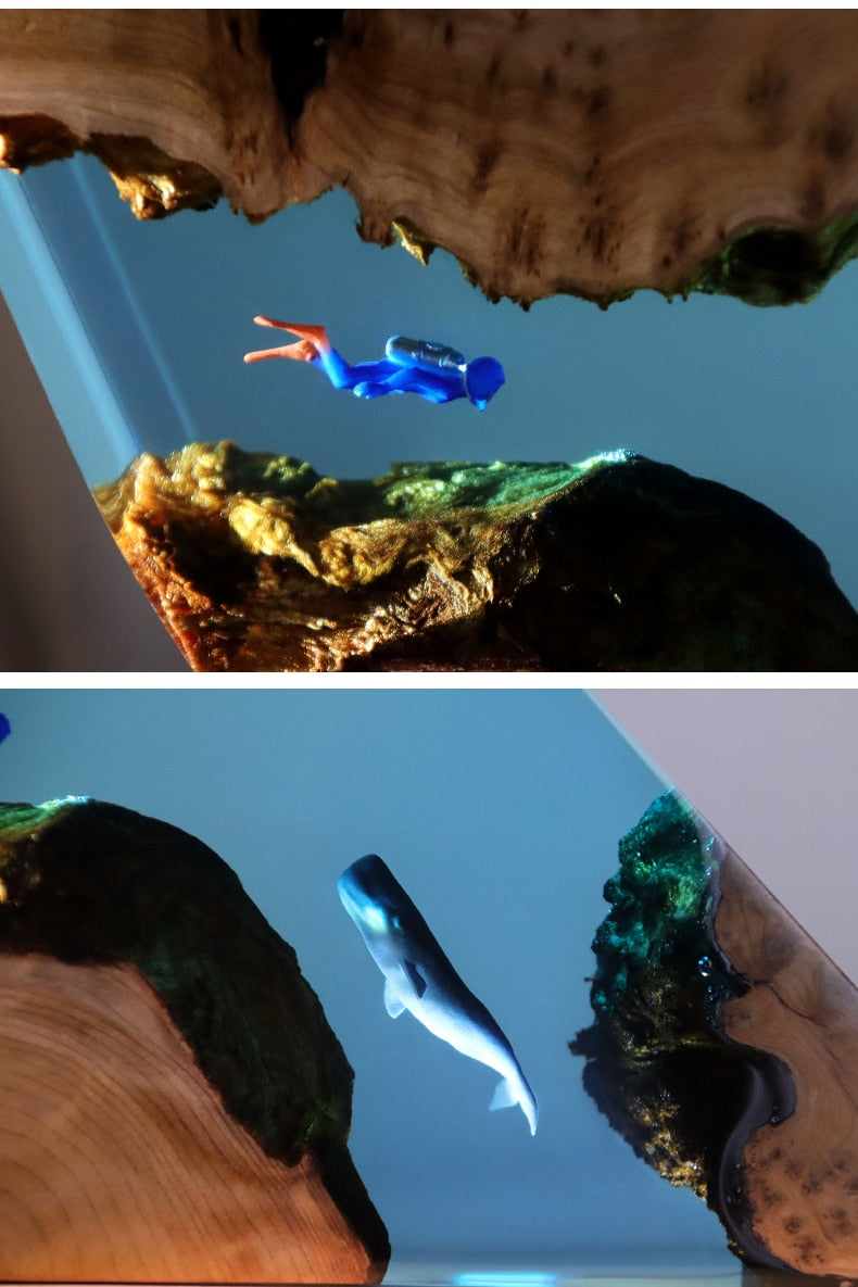 Whale & Scuba Diver Night Light - Floral Fawna