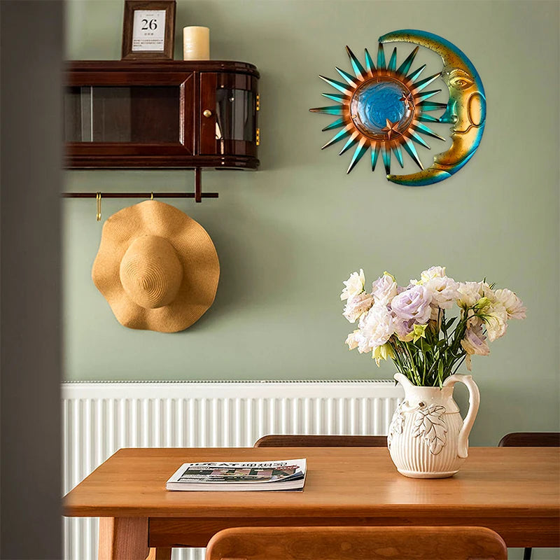 Metal Sun & Moon Wall Decoration - Floral Fawna