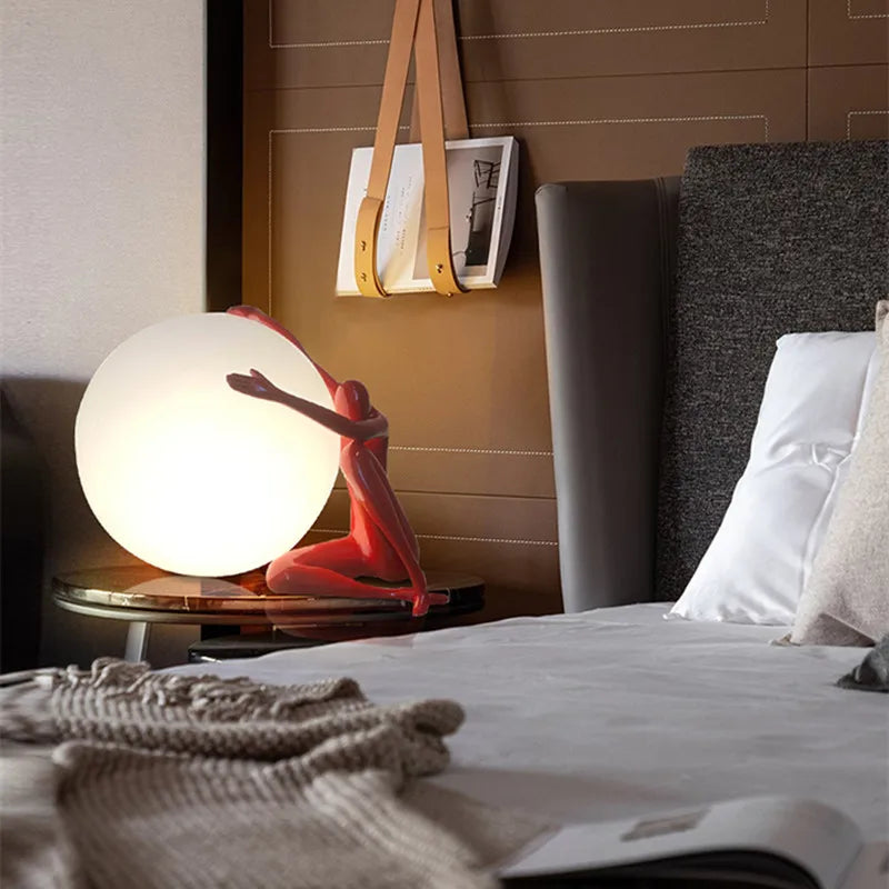 Human and Moon Table Light - Floral Fawna